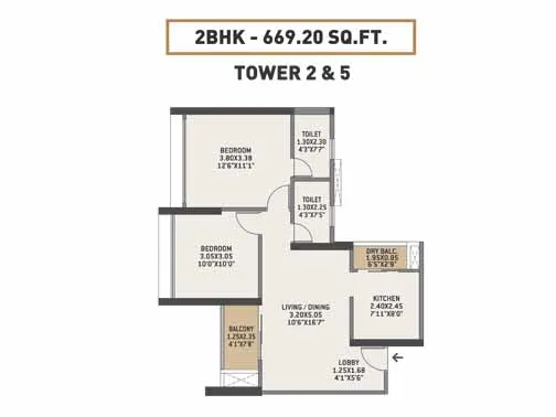 2bhk unit plan