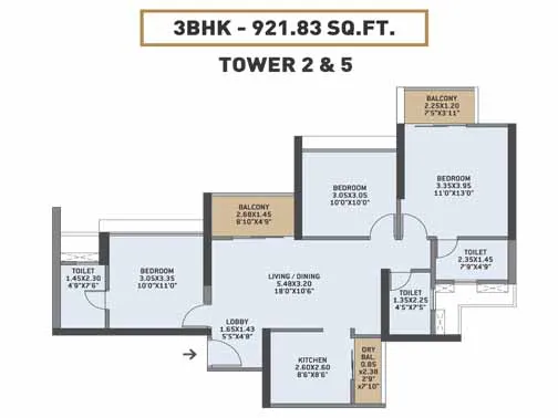 3bhk unit plan